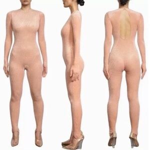 SKIMS VELVET STIRRUP CATSUIT LOGO ONE PIECE JUMPSUIT (RARE DISCONTINUED)